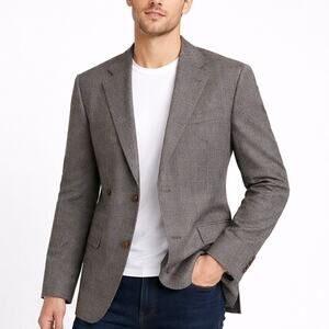 Brooks Brothers Wool Herringbone Single-Breasted Blazer Suit Jacket Gray 43